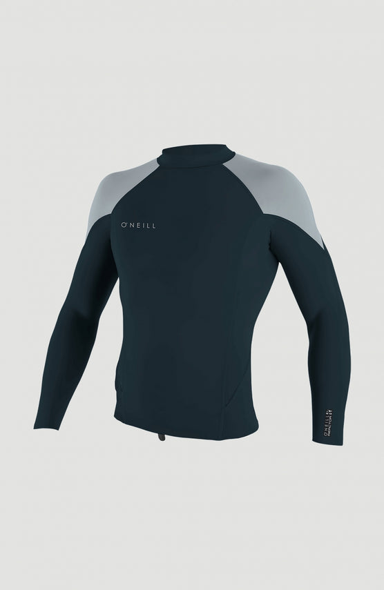 O'Neill Reactor-2 1.5mm Longsleeve Top für Herren, blaues Neopren-Oberteil, freigestellt in Vorderansicht