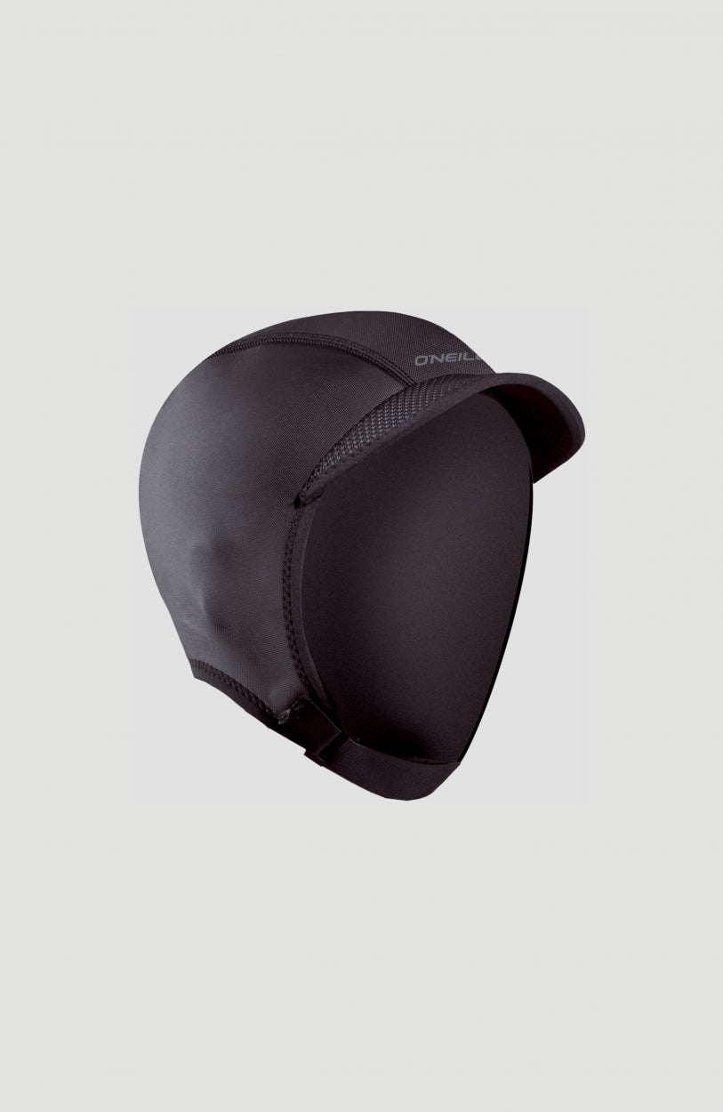O'Neill Sport Cap 2mm für Herren, schwarz, freigestellt von der Seite mit Schirm und Logo-Print