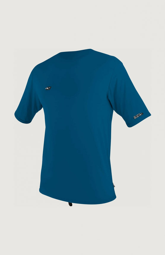 O'Neill Premium Skins Short Sleeve UV Shirt für Herren, blau, freigestellt in der Vorderansicht