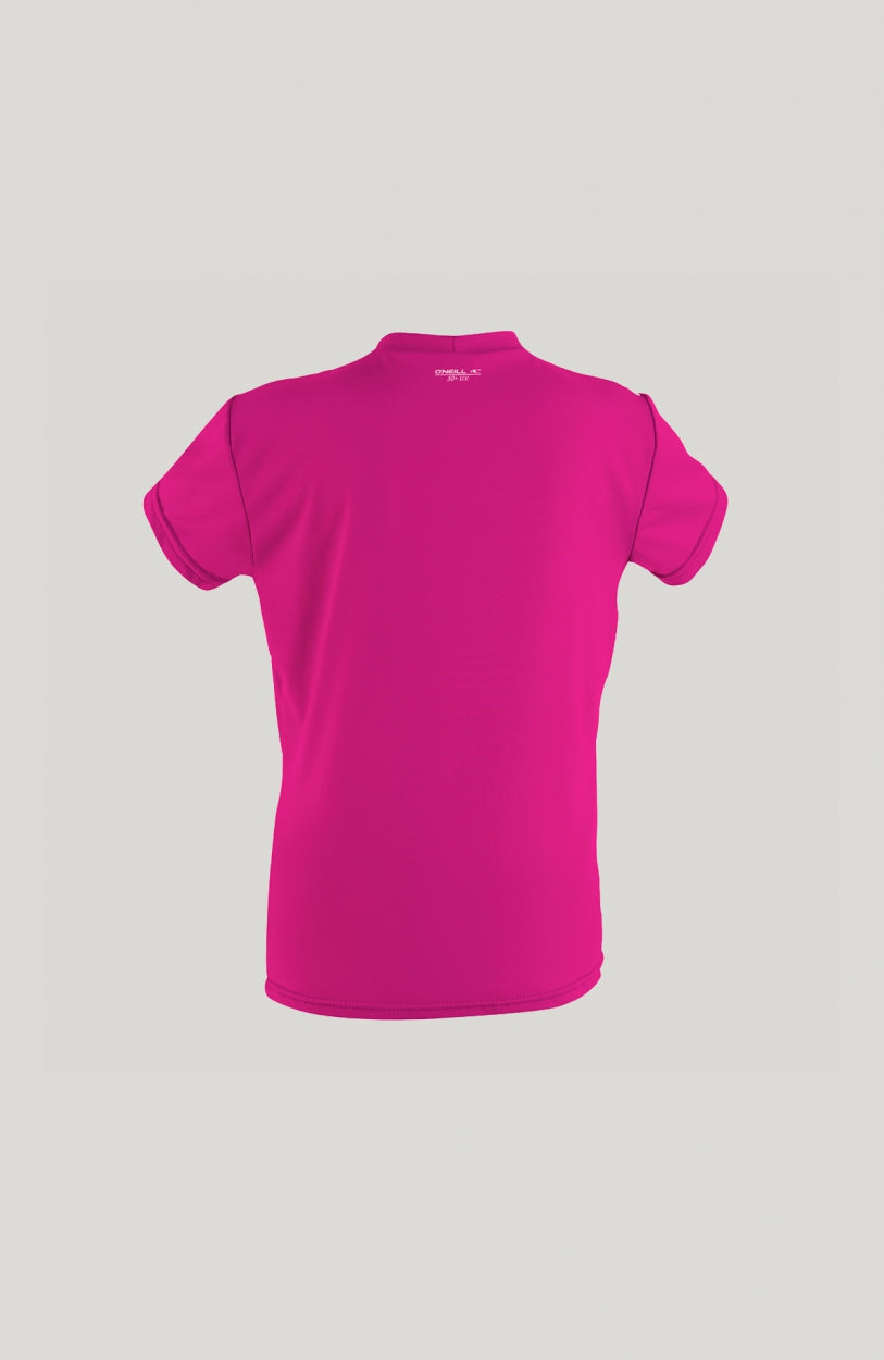O'Zone Short Sleeve UV Shirt Schwimmshirt für Mädchen, rot, freigestellt von hinten mit kleinem Logo am Kragen