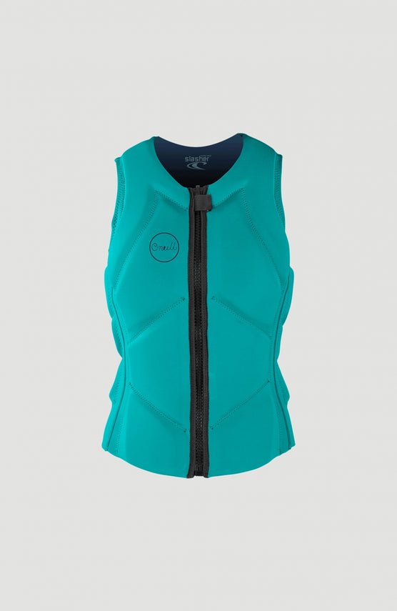 O'Neill Slasher B Competition Vest Prallschutzweste für Damen, blau, freigestellt von vorne, mit Frontreißverschluss