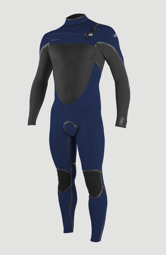 O'Neill Psycho Tech 4/3mm Chest Zip Full Wetsuit Neoprenanzug für Herren, navy, freigestellt von schräg vorne
