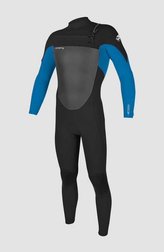 O'Neill Epic 4/3mm Chest Zip Full Wetsuit Neoprenanzug für Herren, schwarz, freigestellt von vorne mit Chest-Zip