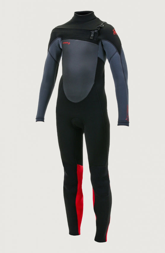 O'Neill Epic 4/3mm Chest Zip Full Wetsuit Neoprenanzug für Jungen, schwarz, freigestellt von vorne