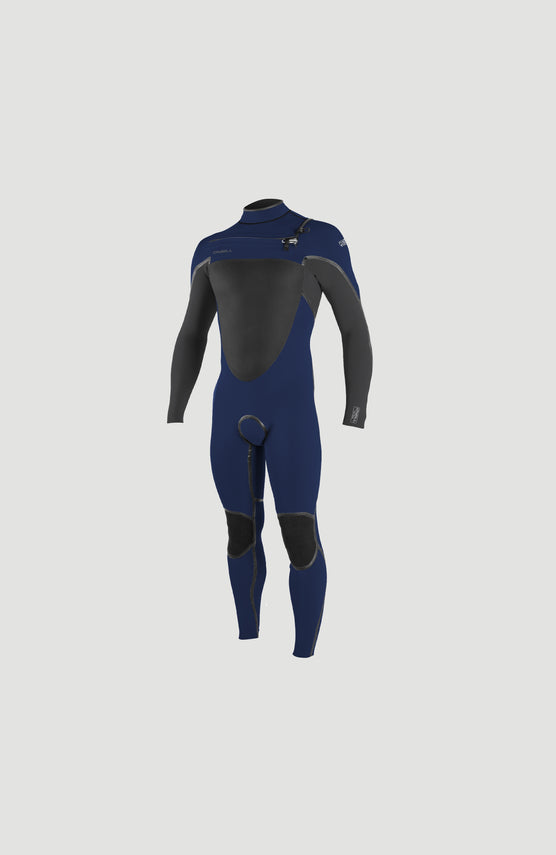 O'Neill Psycho Tech 5/4mm Chest Zip Full Wetsuit Neoprenanzug für Herren, navy, freigestellt von vorne