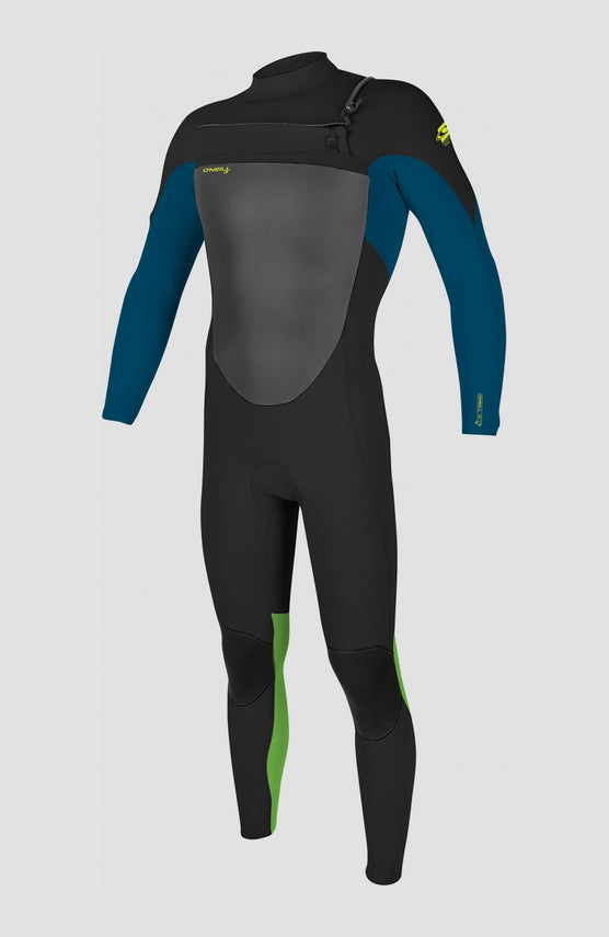 O'Neill Epic 5/4mm Chest Zip Full Wetsuit Neoprenanzug für Jungen, schwarz, freigestellt von vorne