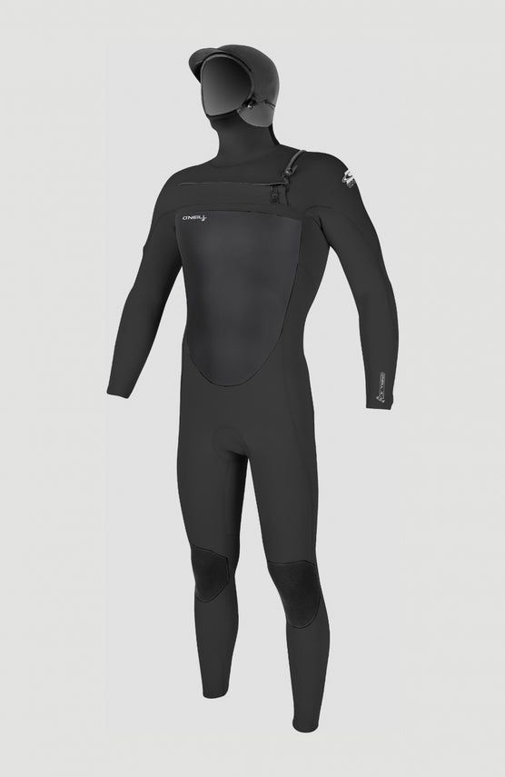 O'Neill Epic 6/5/4mm Chest Zip Full Wetsuit with Hood für Herren, schwarz, freigestellt von vorne