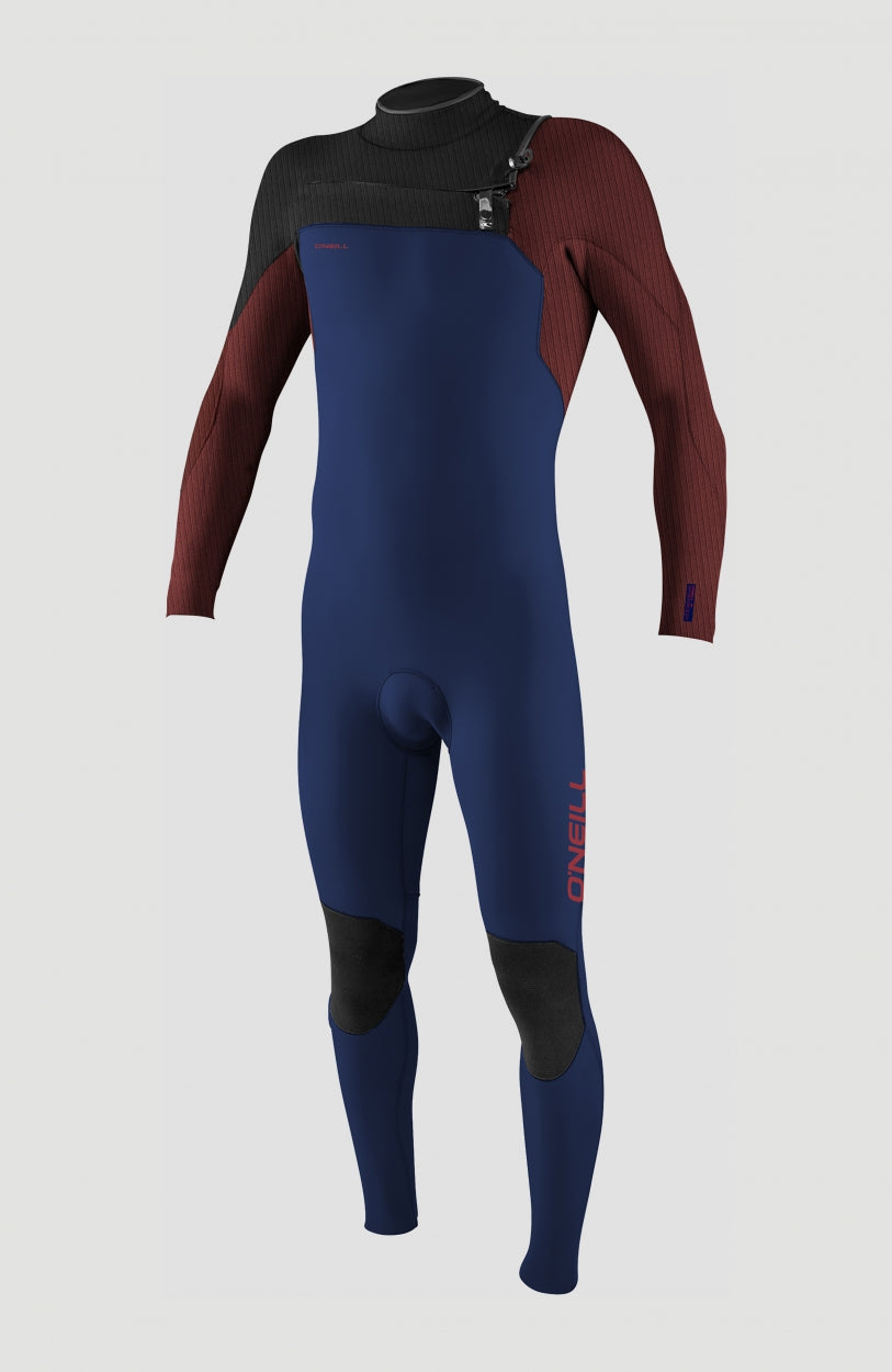 O'Neill Hyperfreak Plus 5/4mm Chest Zip Full Wetsuit für Jungen, blau, freigestellt von vorne