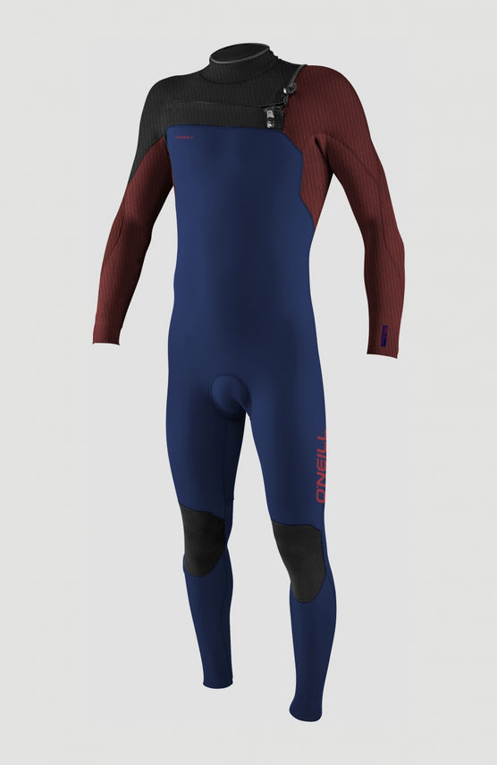 O'Neill Hyperfreak Plus 5/4mm Chest Zip Full Wetsuit für Jungen, blau, freigestellt von vorne