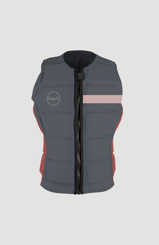 O'Neill Bahia Competition Vest Prallschutzweste für Damen, blau, freigestellt von vorne mit Reißverschluss