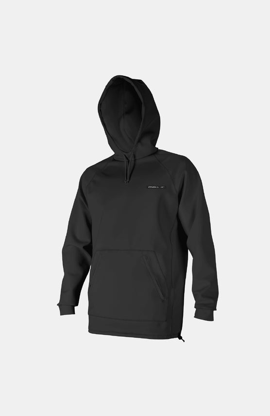 O'Neill Neo Long Sleeve Hoodie für Herren, schwarz, freigestellt von vorne mit Kapuze und Kängurutasche