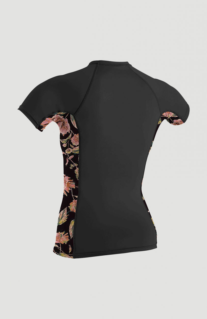 Side Print Short Sleeve Rash Guard | Black