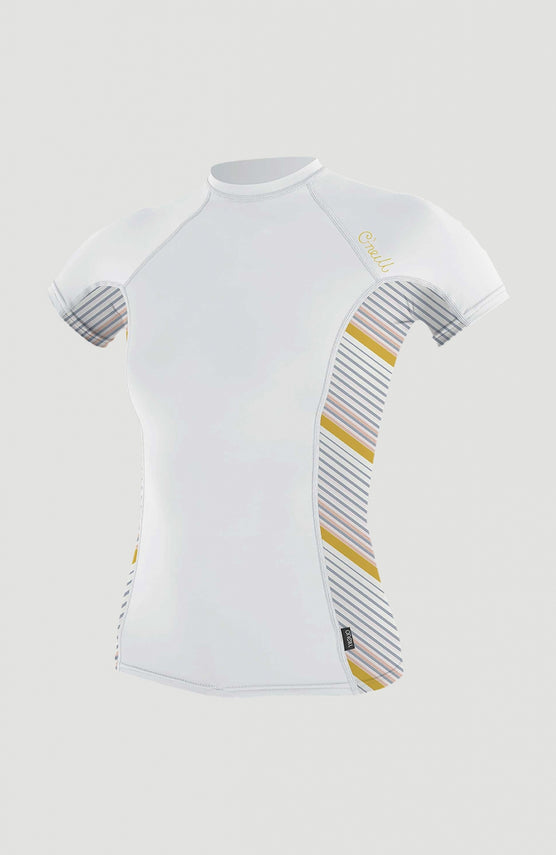 Side Print Short Sleeve Rash Guard | White