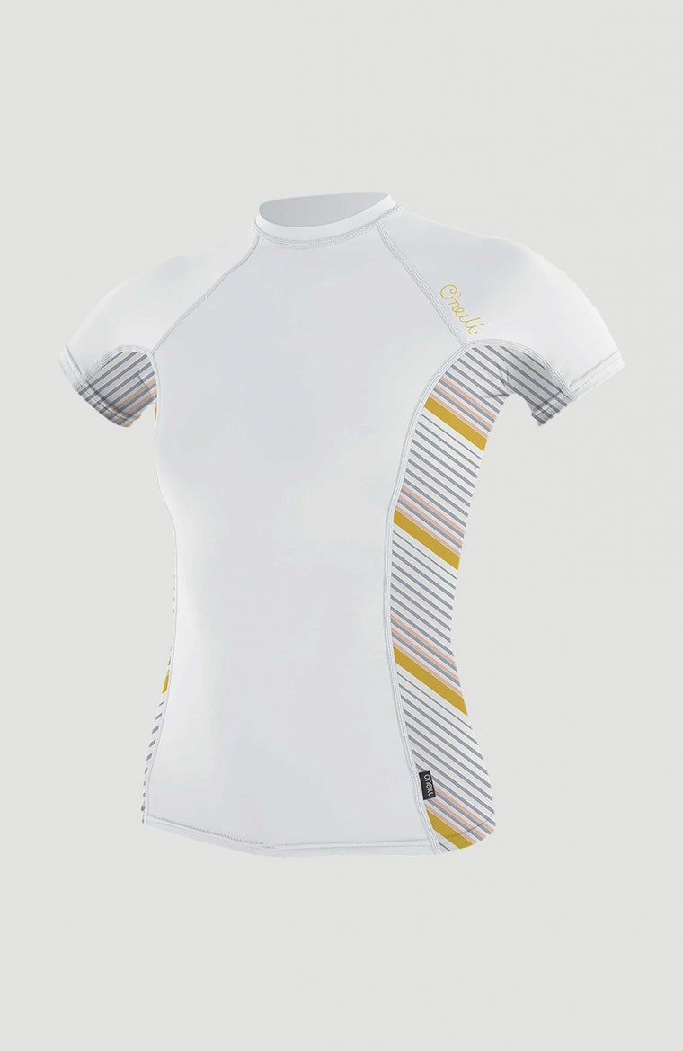 Side Print Short Sleeve Rash Guard | White