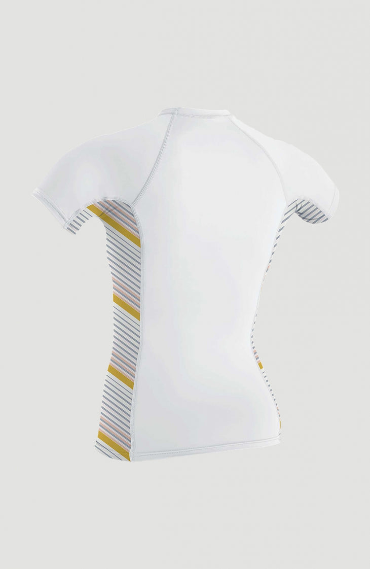 Side Print Short Sleeve Rash Guard | White