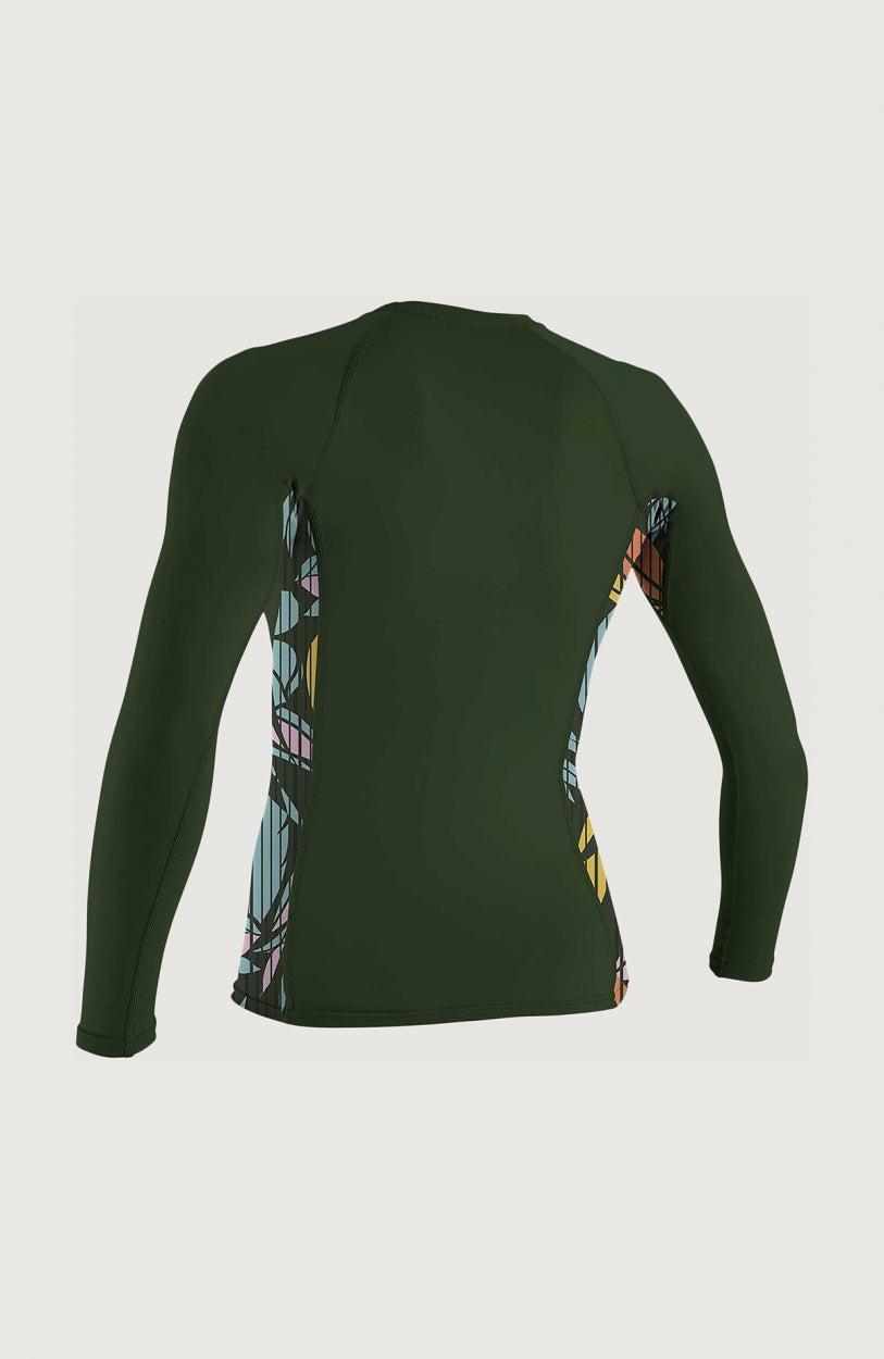 Side Print Long Sleeve Rash Guard | Dark Green