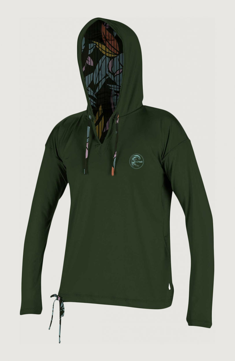Print Long Sleeve UV Hoodie | Dark Green