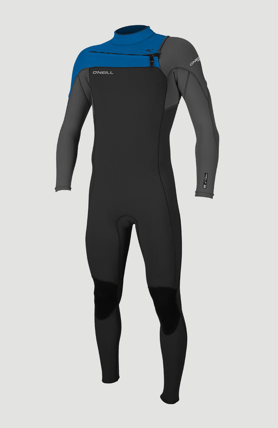 O'Neill Hammer 3/2mm Chest Zip Full Wetsuit Neoprenanzug für Jungen, blau, freigestellt von der Vorderseite