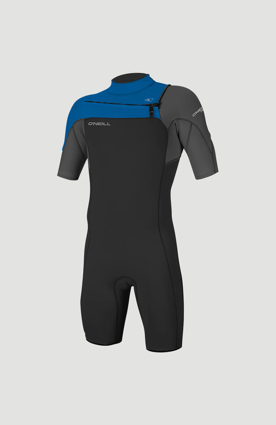 O'Neill Hammer 2mm Chest Zip S/S Spring Youth Neoprenanzug für Jungen, blau, freigestellt in der Vorderansicht