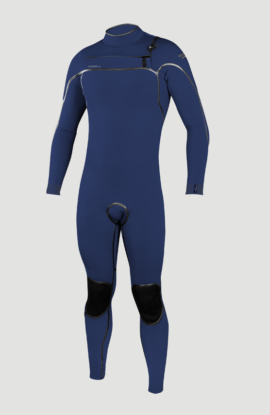 O'Neill Psycho One 4/3mm Chest Zip Full Wetsuit Neoprenanzug für Herren, blau, freigestellt in der Vorderansicht