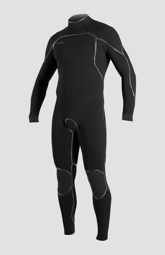 O'Neill Psycho One 5/4mm Back Zip Full Wetsuit Neoprenanzug für Herren in Schwarz, freigestellt von vorne