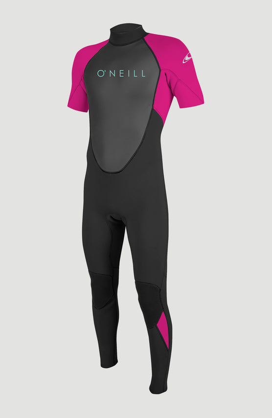 O'Neill Reactor-2 2mm Backzip Shortsleeve Full Wetsuit Neoprenanzug für Jungen, schwarz, freigestellt von vorne