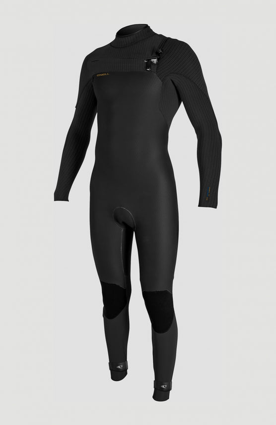 O'Neill Blueprint Windfreak 5/4+ Chest Zip Full Neoprenanzug für Herren, schwarz, freigestellt in der Vorderansicht