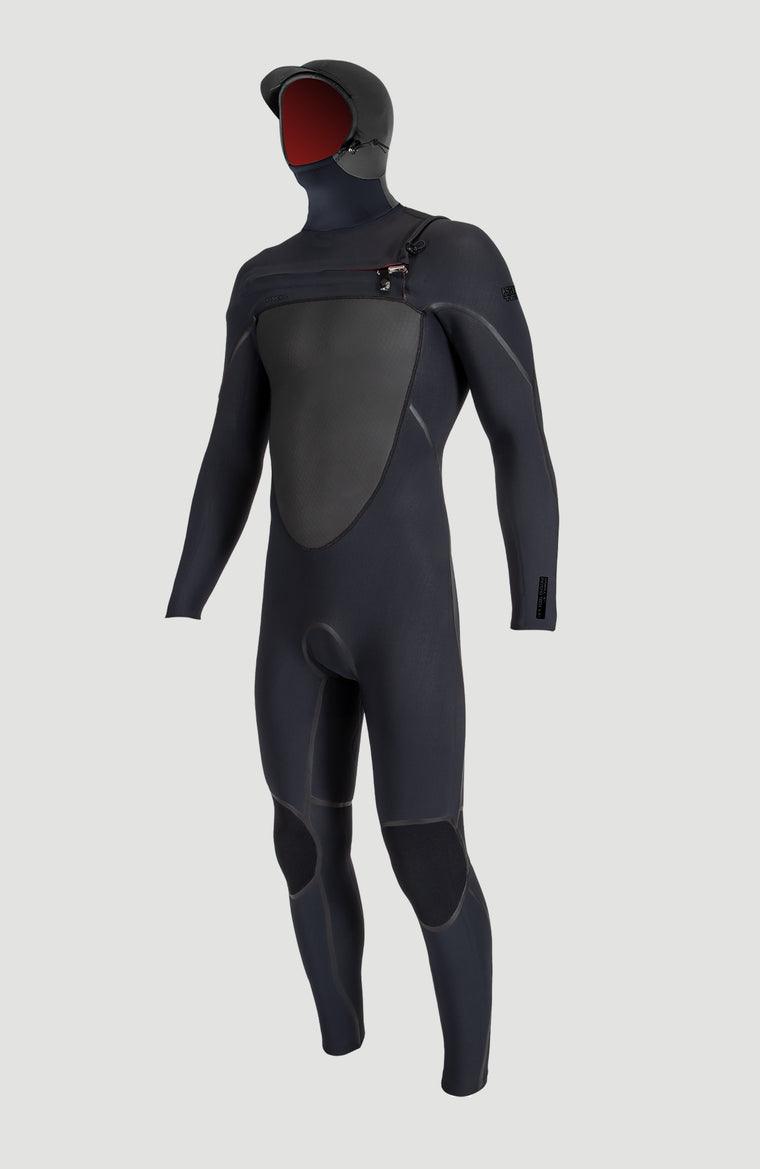 Psycho Tech 6/4mm Chest Zip Full Wetsuit mit Haube | BLACK/BLACK