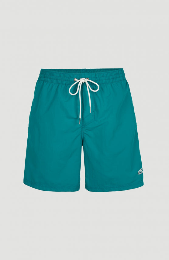 O'Neill Vert Badehose für Herren in Blau, freigestellt von vorne mit Kordelzug am elastischen Bund