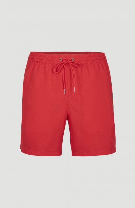 O'Neill Cali Schwimmhose für Herren, rot, freigestellt von vorne, elastischer Bund mit Kordelzug