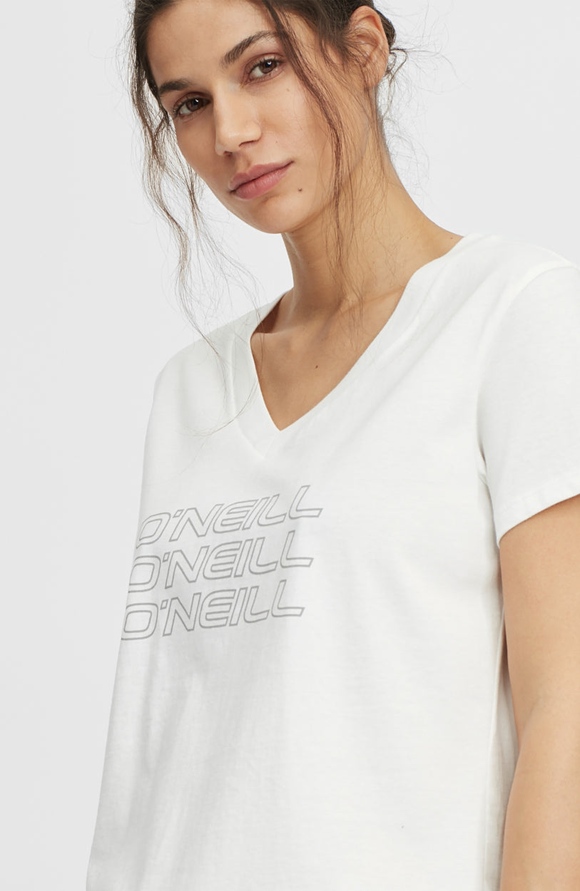 Triple Stack V-Neck T-Shirt | Powder White
