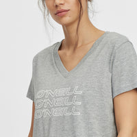 Triple Stack V-Neck T-Shirt | Silver Melee -A