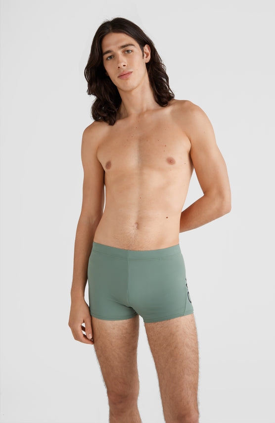 O'Neill Cali Badehose für Herren, grün, Vorderansicht, getragen am Model