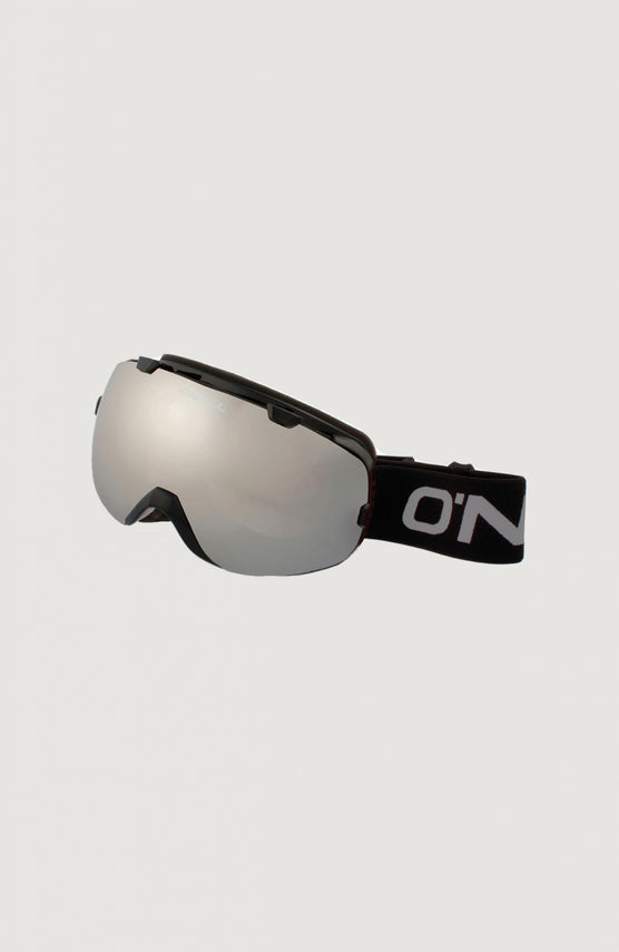 O'Neill Trance Snow Goggles Skibrille für Herren, schwarz, freigestellt von schräg vorne, Brillenband mit Logo-Schriftzug